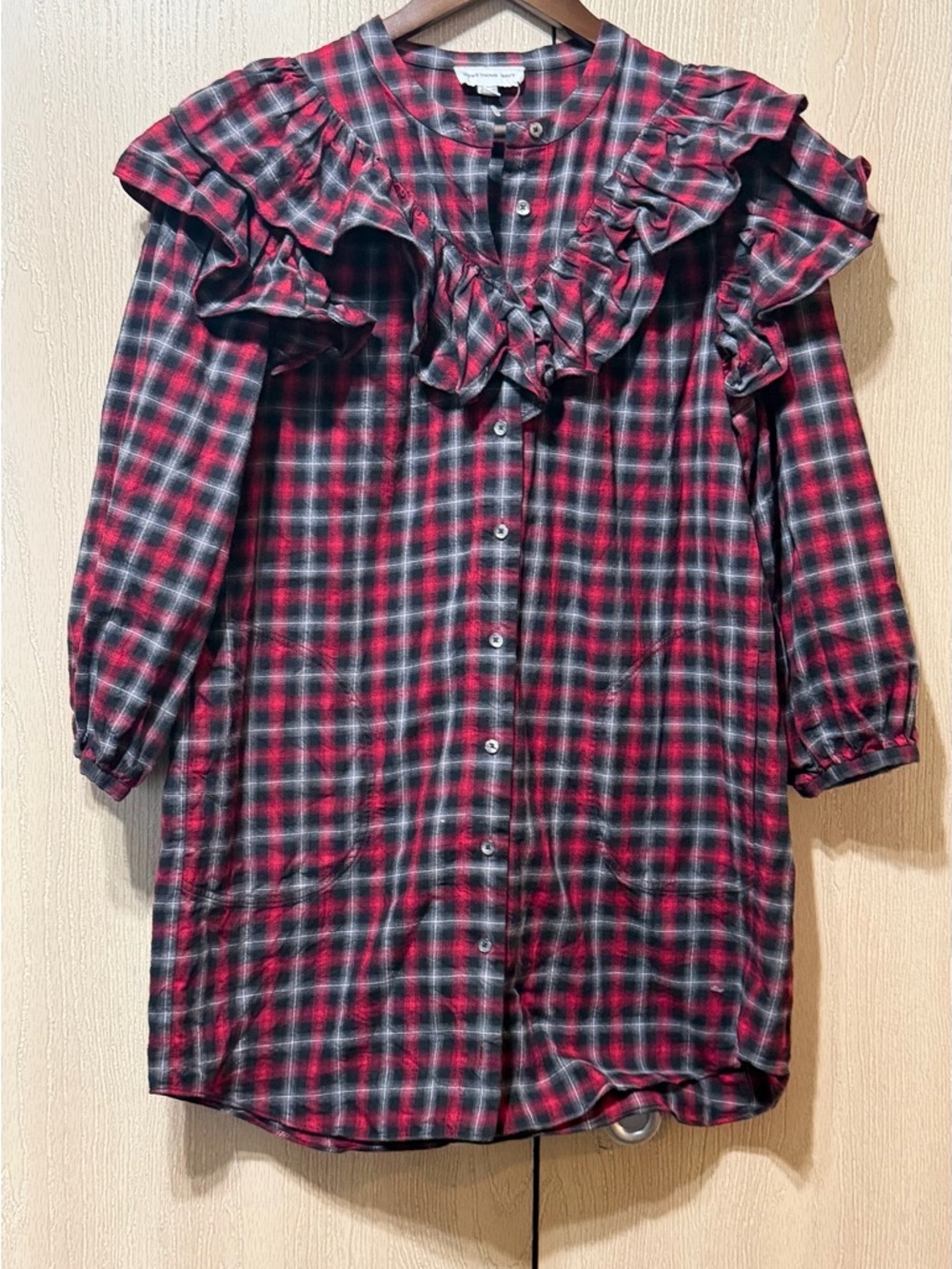 Something Navy Red & Black Plaid Shirt